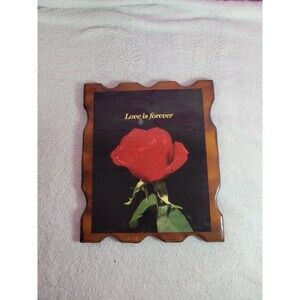 Love Is Forever Vintage Rose Wooden Wall Picture Decor 9" x 11"